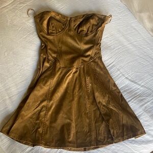 Suede Bershka Corset Flared Mini Dress